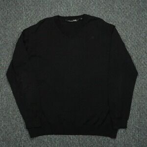 Travis Mathew Sweater Mens Medium Black Merino Wool V Neck Golf Pullover *